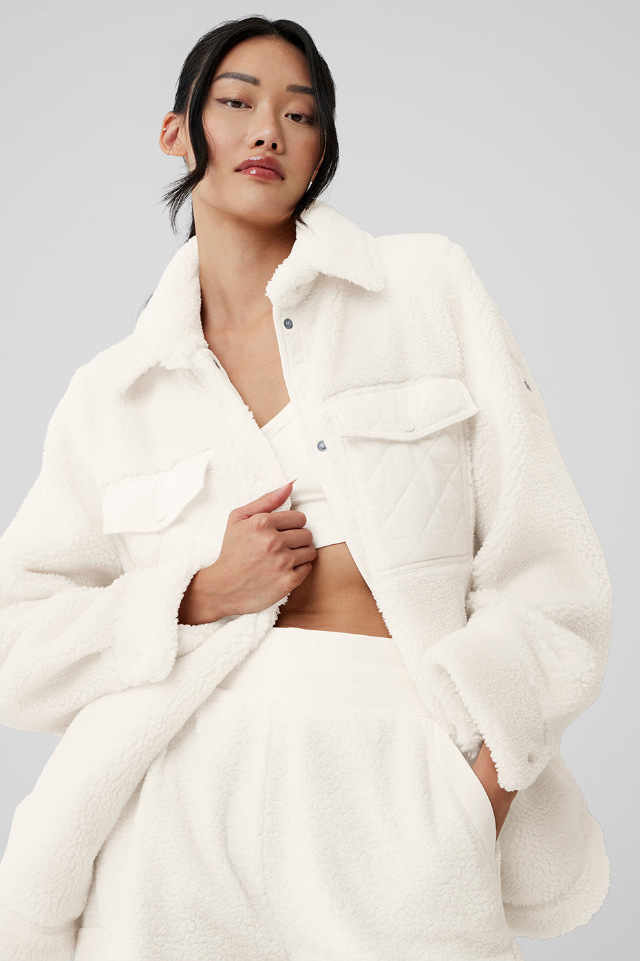 Sherpa Edge Shacket - Ivory - Image 6