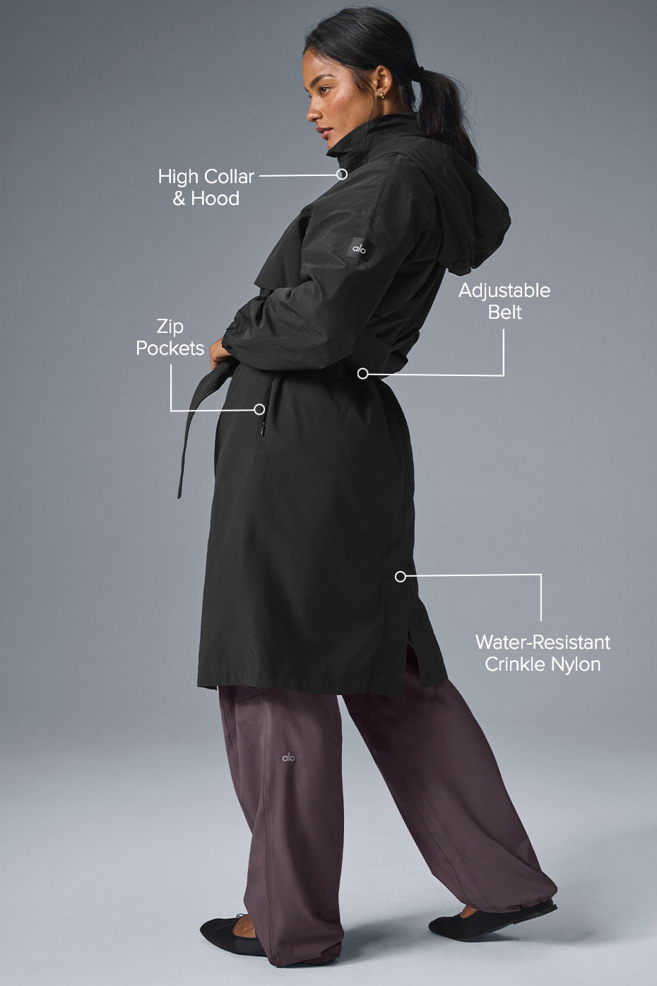 Crinkle On The Move Trench - Black - Image 2