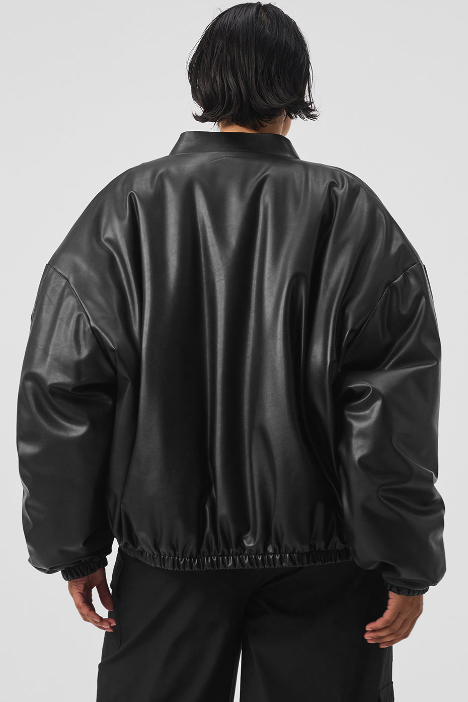 Faux Leather Premier Bomber - Black - Image 7
