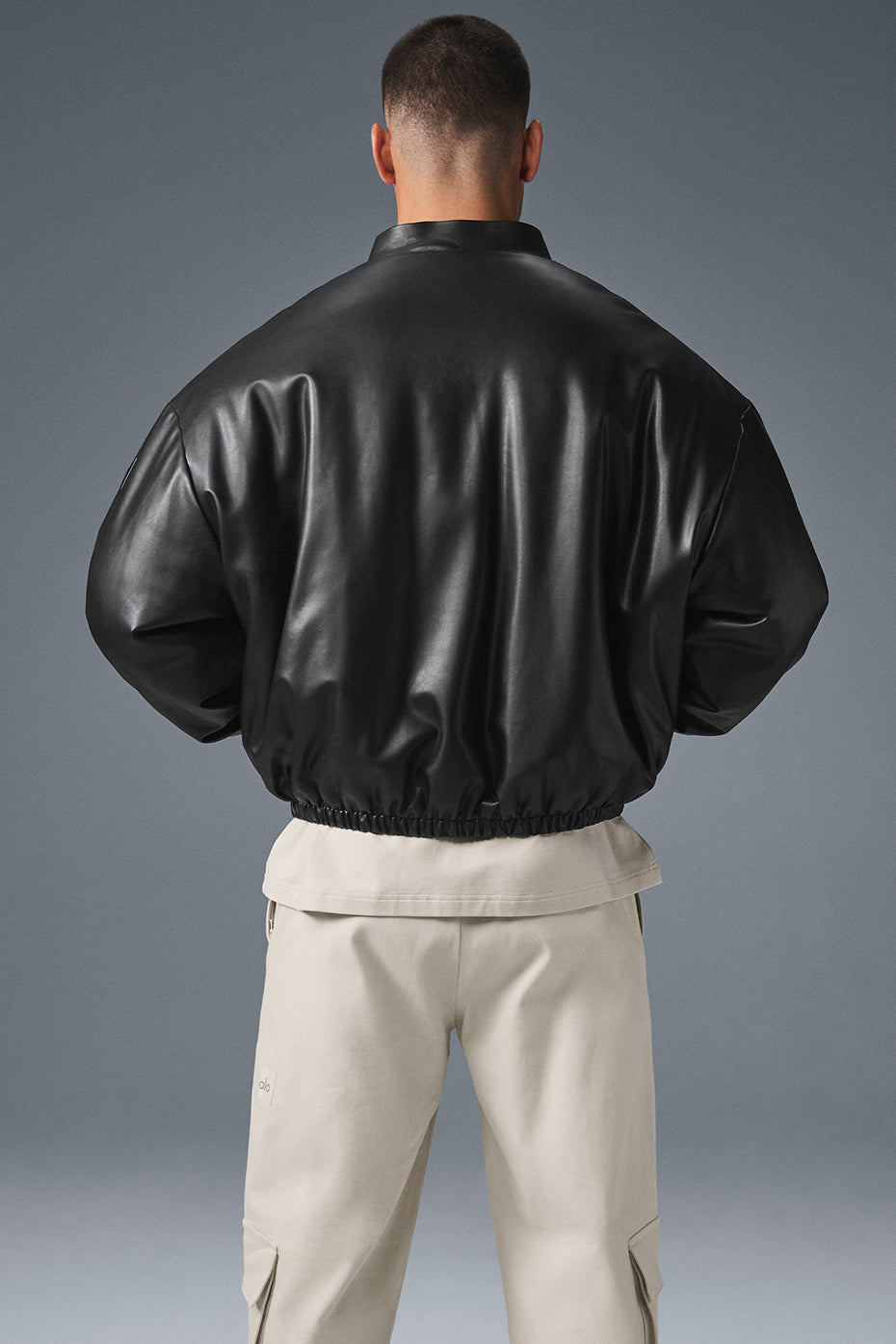 Faux Leather Premier Bomber - Black - Image 2
