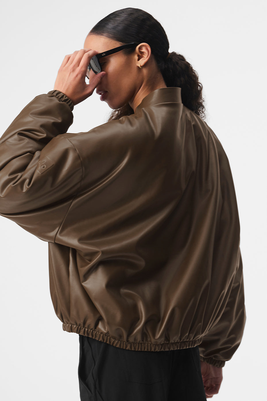 Faux Leather Premier Bomber - Espresso - Image 2