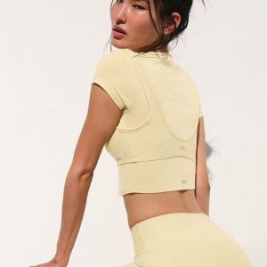 Alosoft Crop Finesse Short Sleeve - Warm Butter