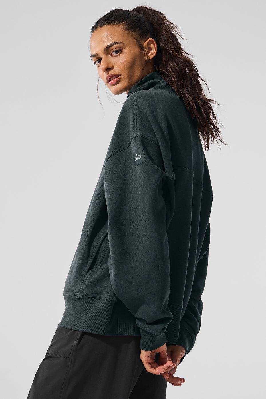 Hazy Mock Neck Pullover - Charcoal Green - Image 4