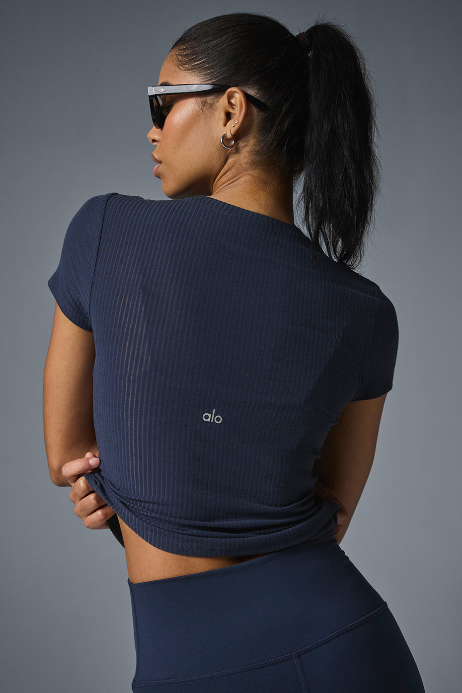 Ribbed Sea Coast Tee - Navy - Image 3