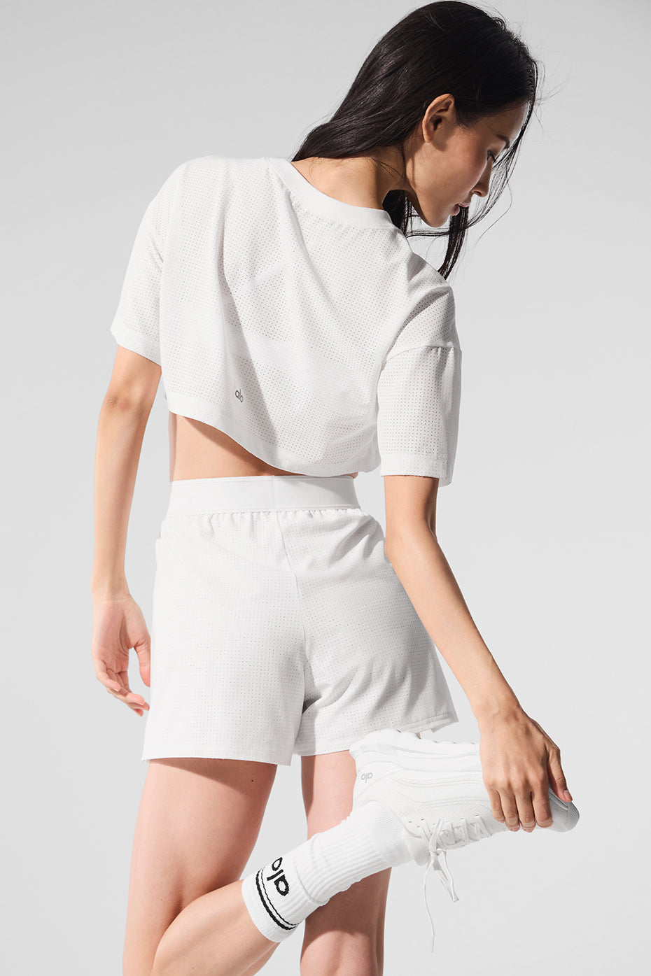 Mesh Cropped Mirage Tee - White - Image 3