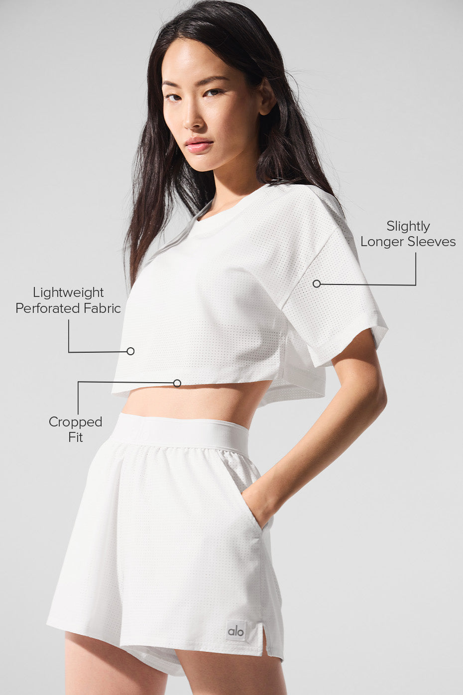 Mesh Cropped Mirage Tee - White - Image 2