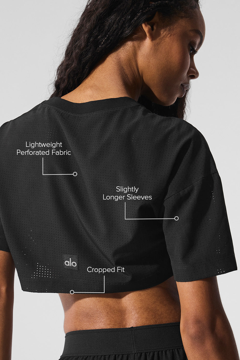 Mesh Cropped Mirage Tee - Black - Image 2