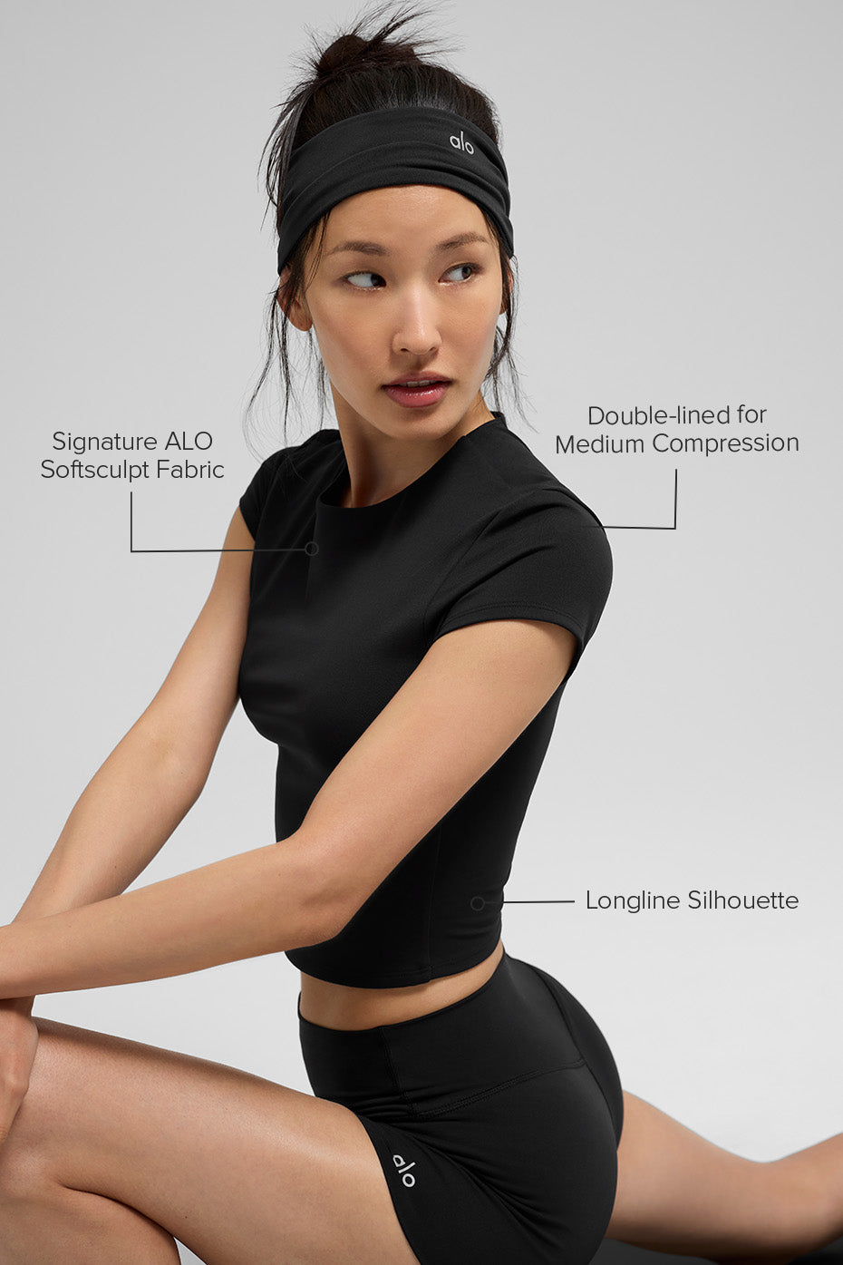 ALO Softsculpt Precision Short Sleeve Top - Black - Image 2