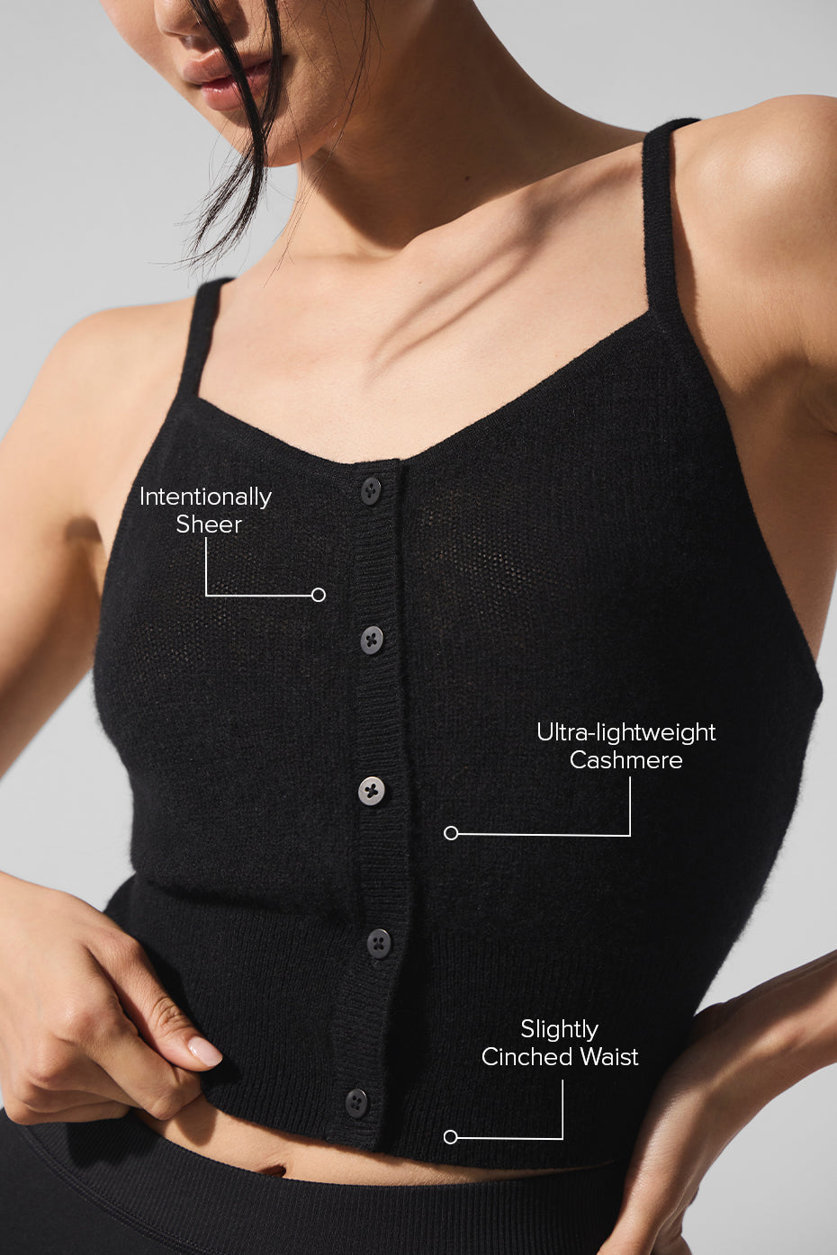 Sheer Cashmere Tank - Black - Image 2