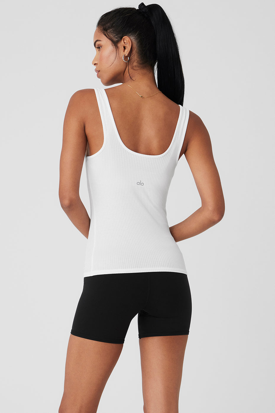 Ribbed Sea Coast Scoop Neck Tank - White - Image 2
