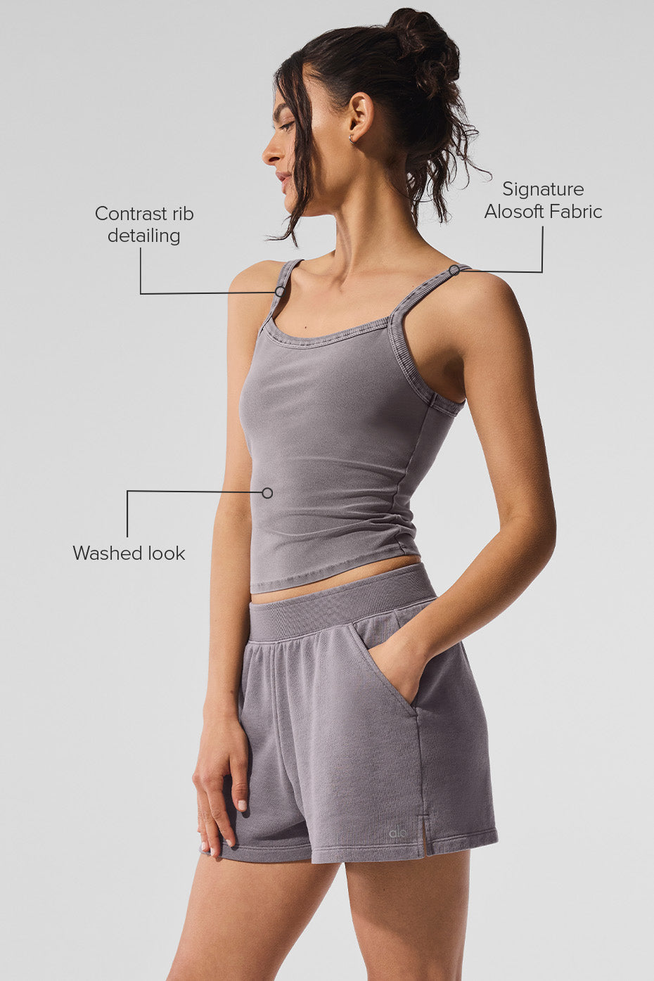 Washed Alosoft Sweet Talker Tank - Cool Grey Wash - Image 2