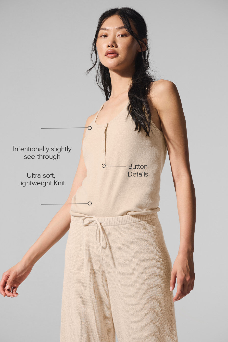 Supernatural Sweater Henley Tank - Macadamia - Image 2