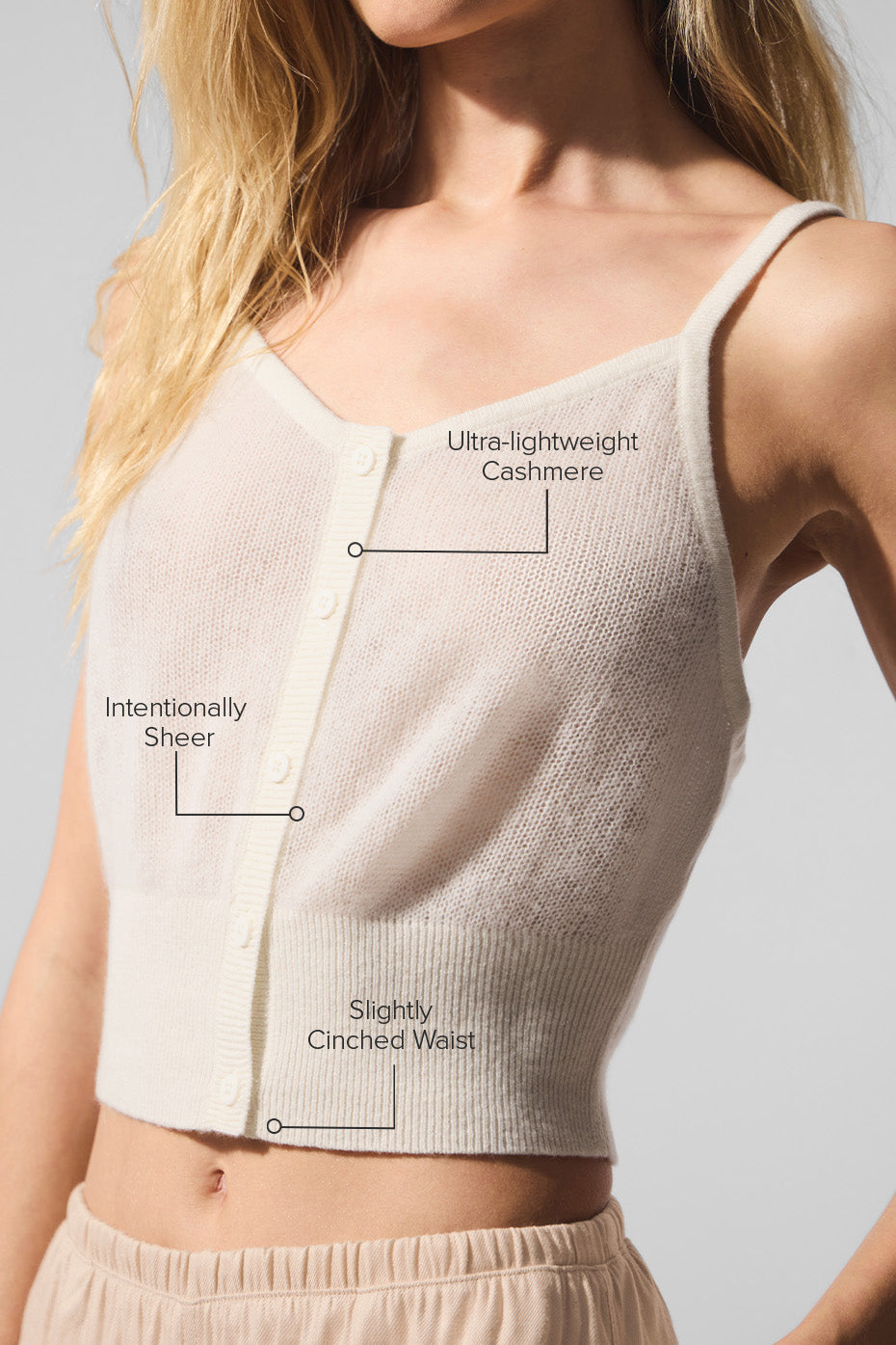 Sheer Cashmere Tank - Ivory - Image 2
