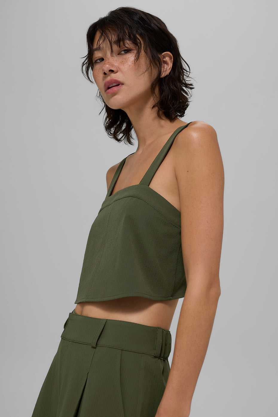 Cropped Dreamscape Tank - Green Olive - Image 6