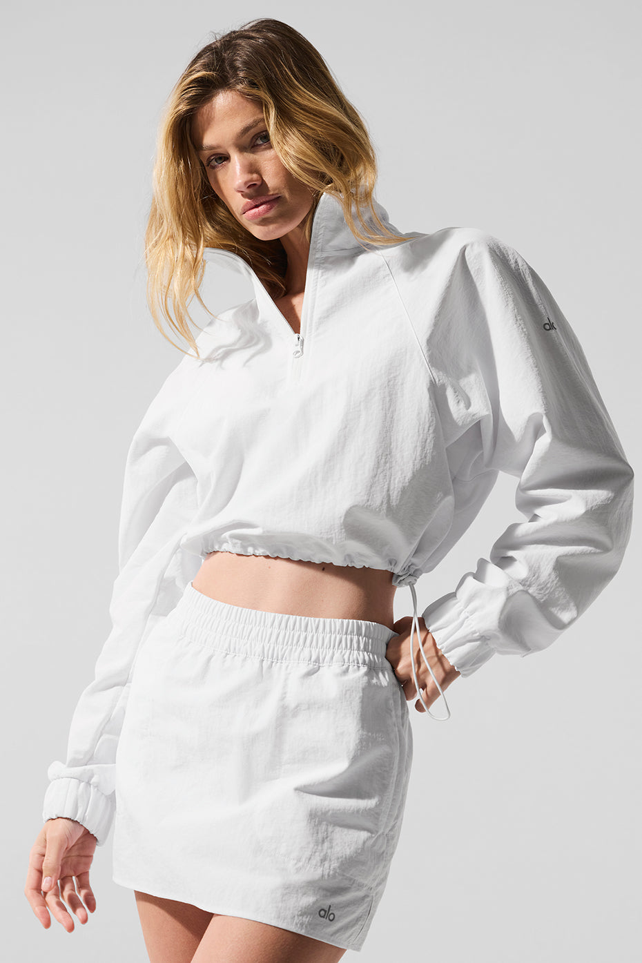 Cropped 1/4 Zip Alumni Pullover - White - Image 6