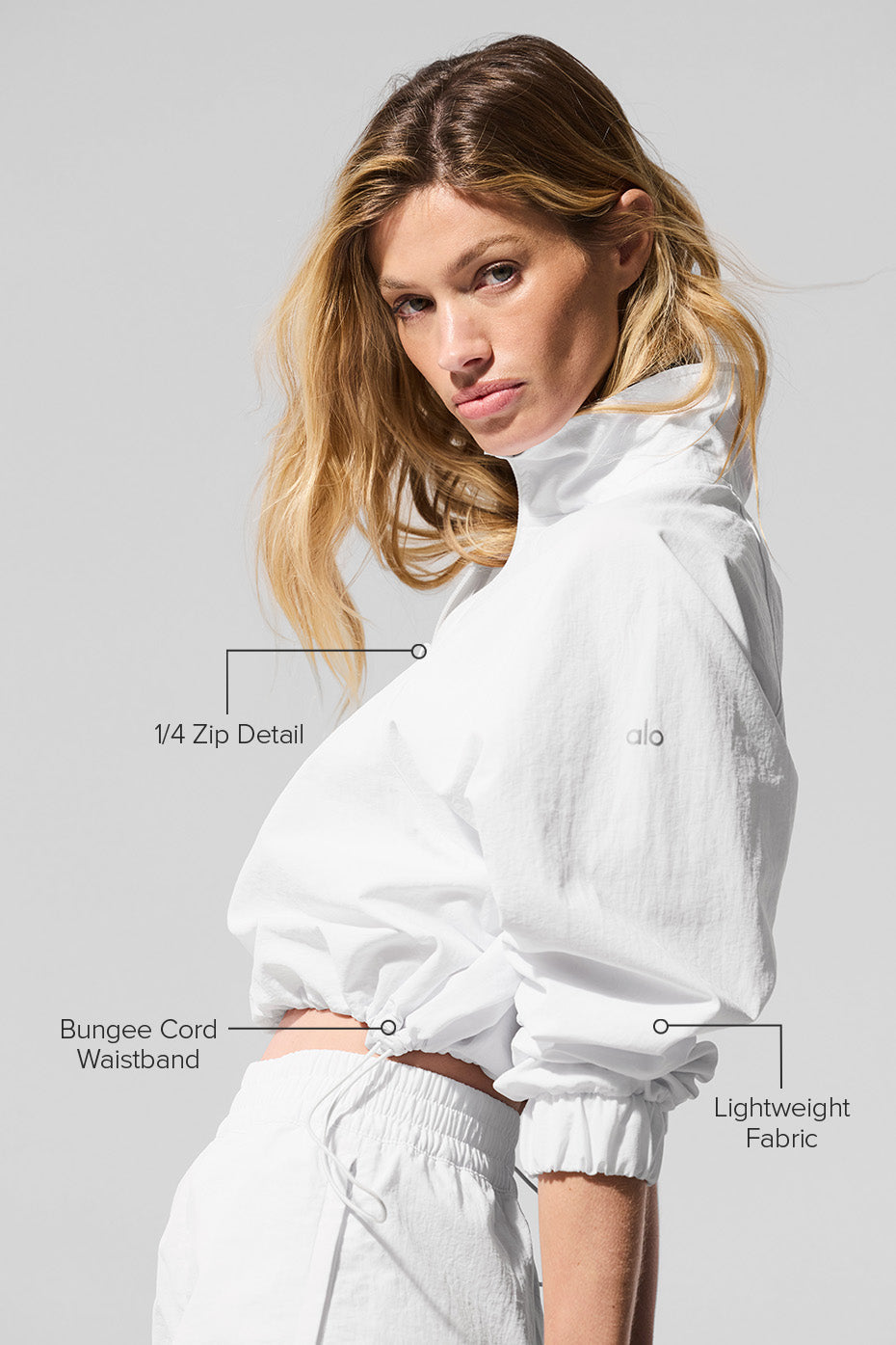 Cropped 1/4 Zip Alumni Pullover - White - Image 2