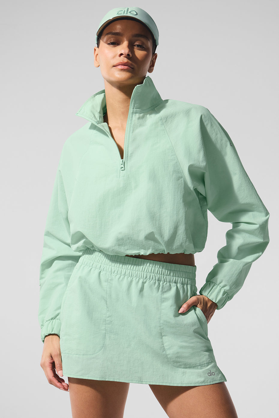 Cropped 1/4 Zip Alumni Pullover - Spearmint - Image 3