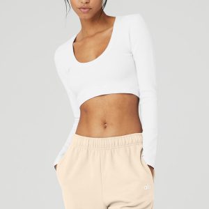 Seamless Ribbed Cropped Serene Long Sleeve - White