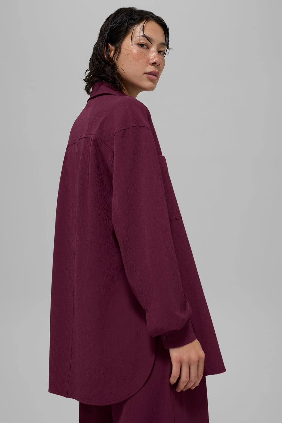 Dreamscape Button Down Long Sleeve - Burgundy - Image 2