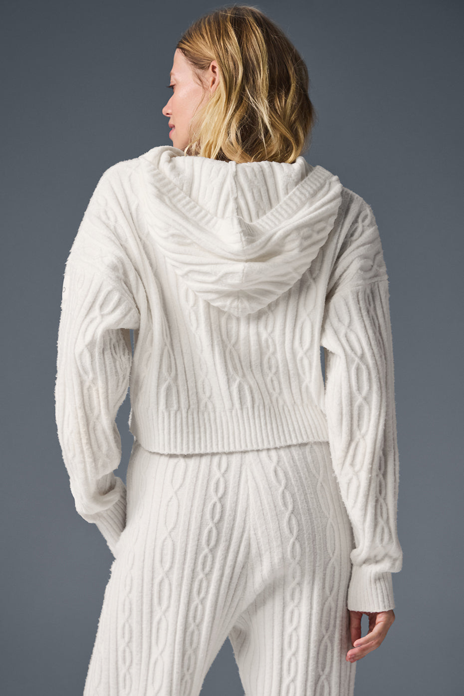 Cable Knit Winter Bliss Hoodie - Ivory - Image 4