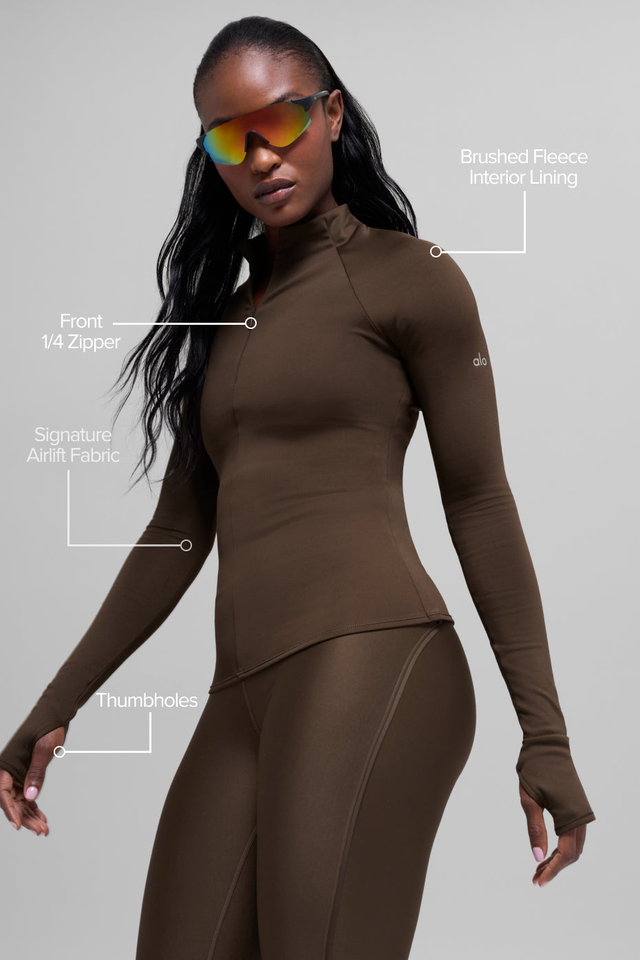 Airlift Winter Warm 1/4 Zip Long Sleeve - Espresso - Image 2