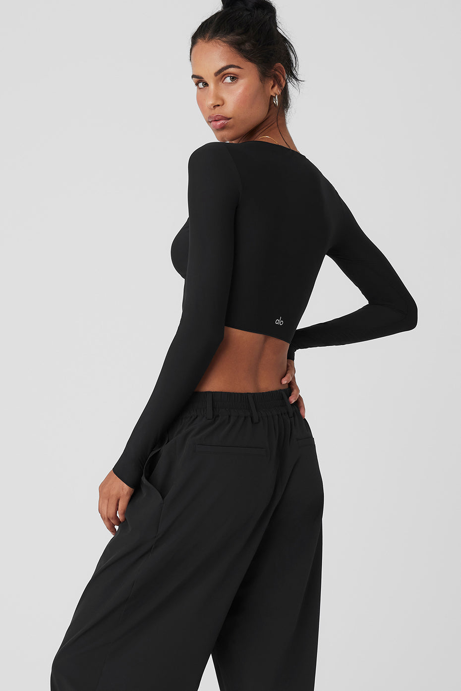 Mesh Sheer Illusion Long Sleeve - Black - Image 2