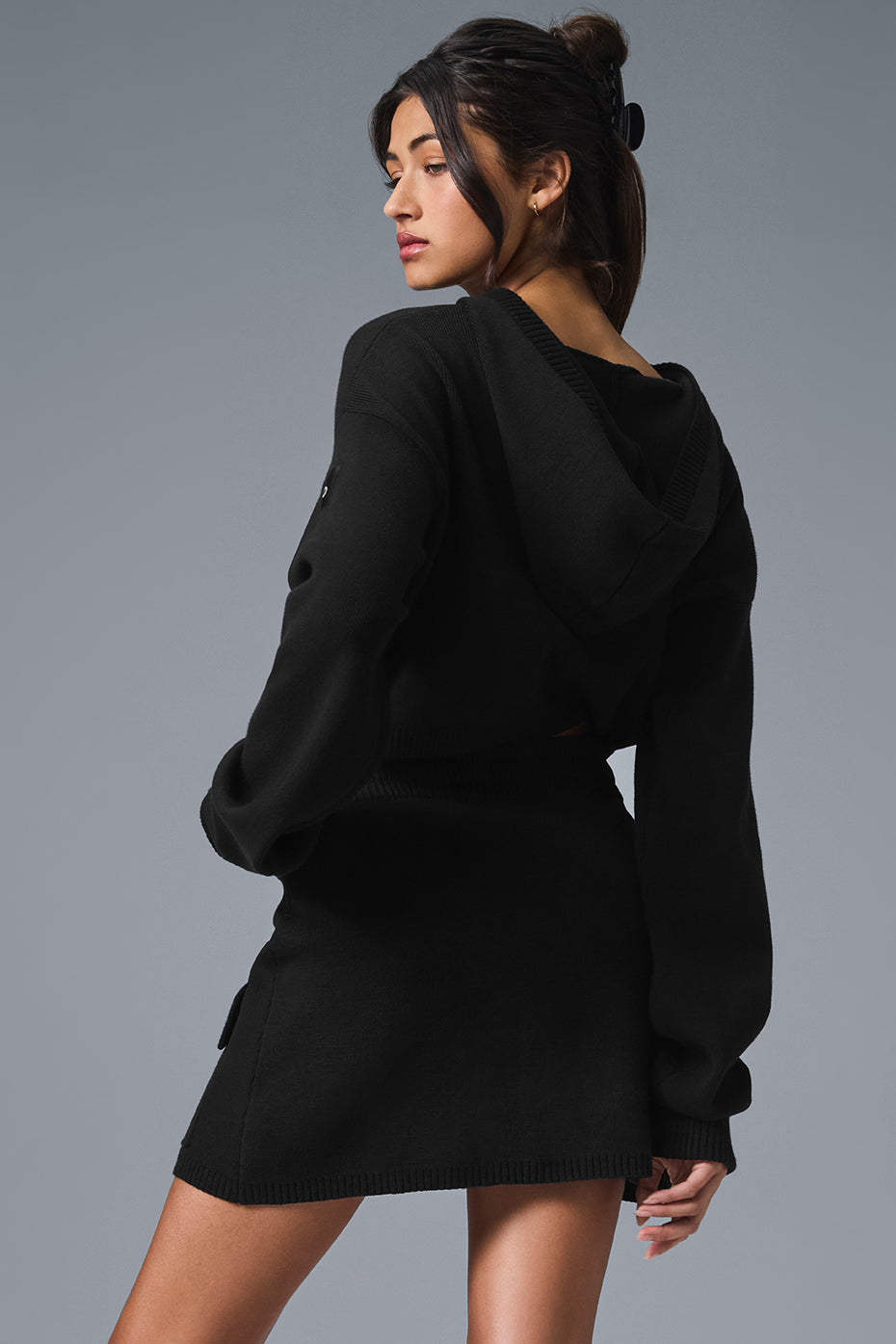 Scholar Knit Cargo Full Zip Hoodie - Black - Image 2