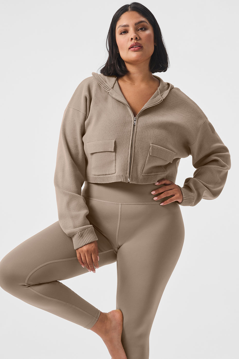 Scholar Knit Cargo Full Zip Hoodie - Gravel - Image 5