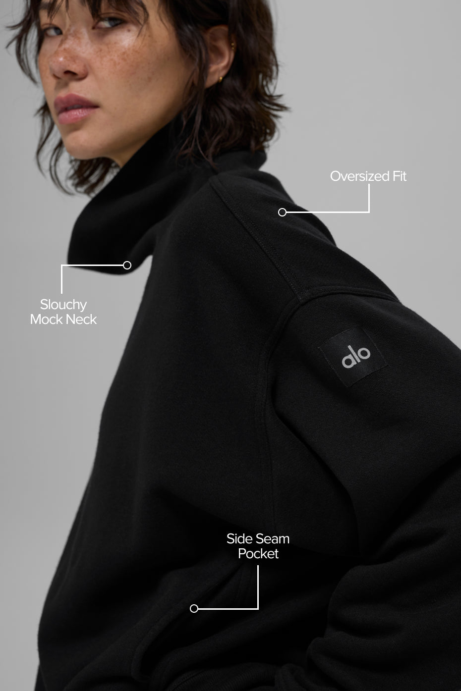 Hazy Mock Neck Pullover - Black - Image 2