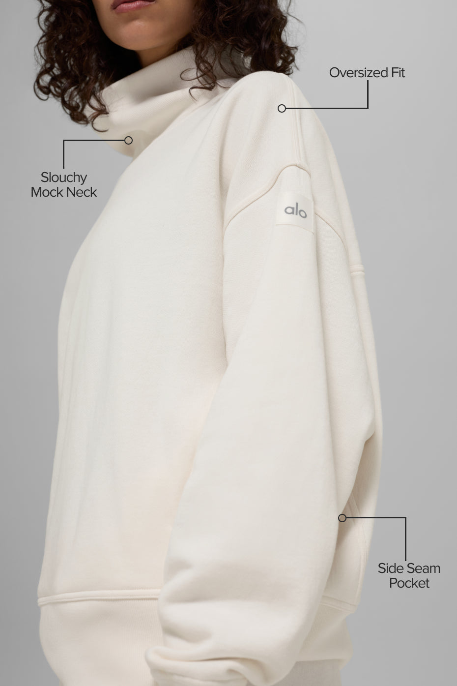 Hazy Mock Neck Pullover - Ivory - Image 2