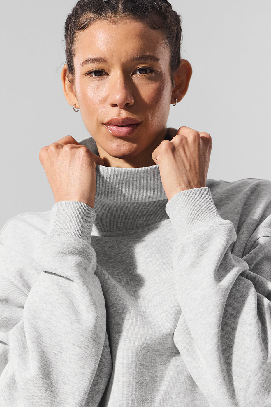Hazy Mock Neck Pullover - Light Athletic Heather Grey - Image 2