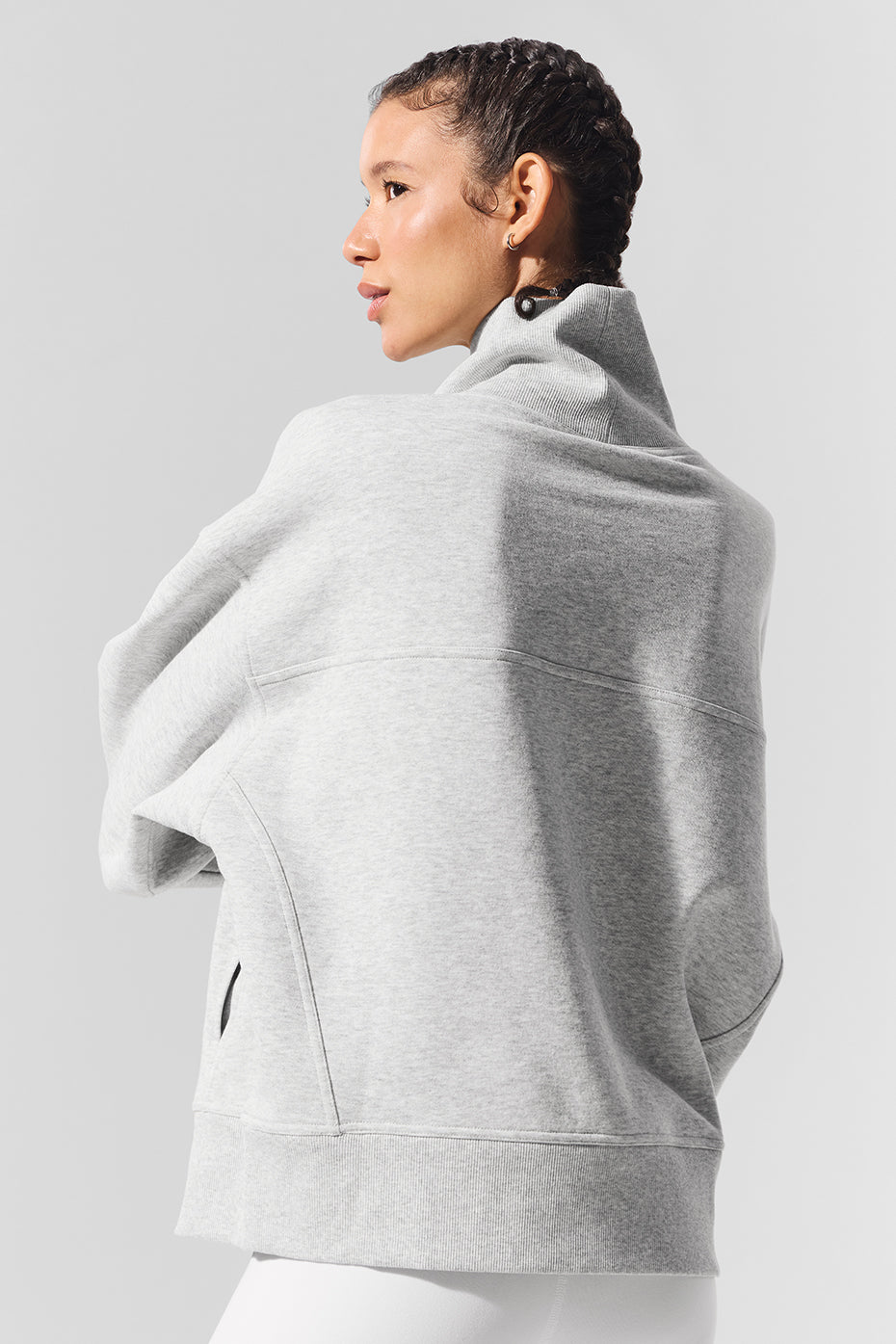 Hazy Mock Neck Pullover - Light Athletic Heather Grey - Image 3