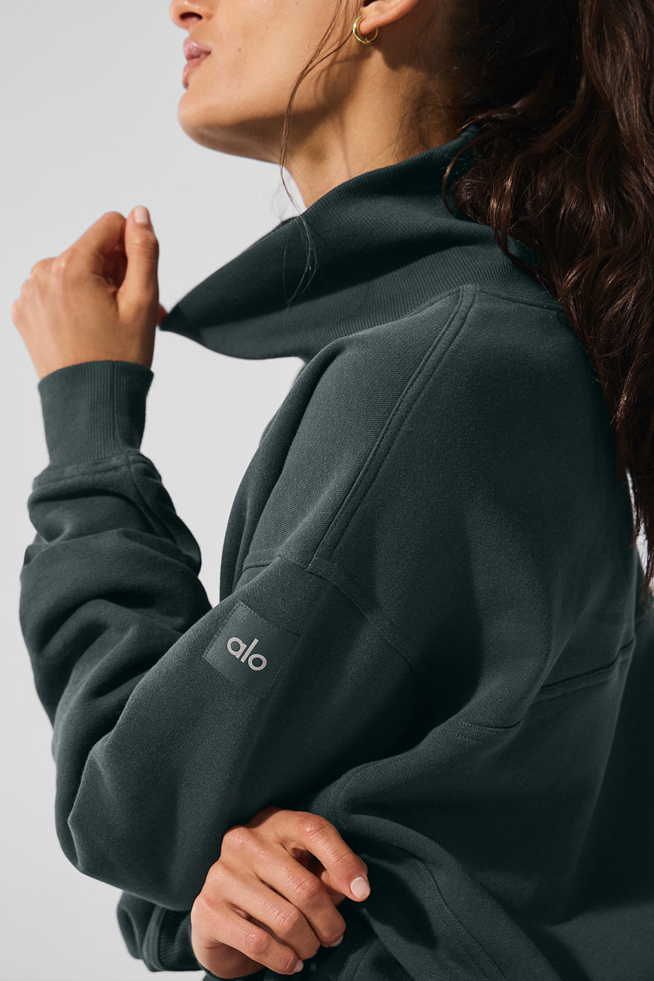 Hazy Mock Neck Pullover - Charcoal Green - Image 5