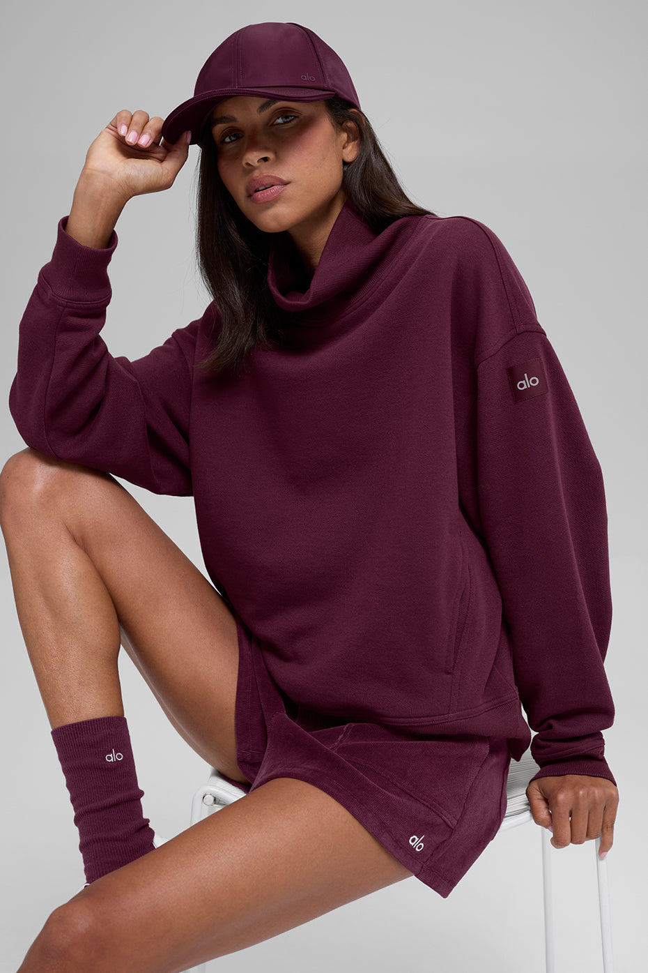 Hazy Mock Neck Pullover - Burgundy - Image 3