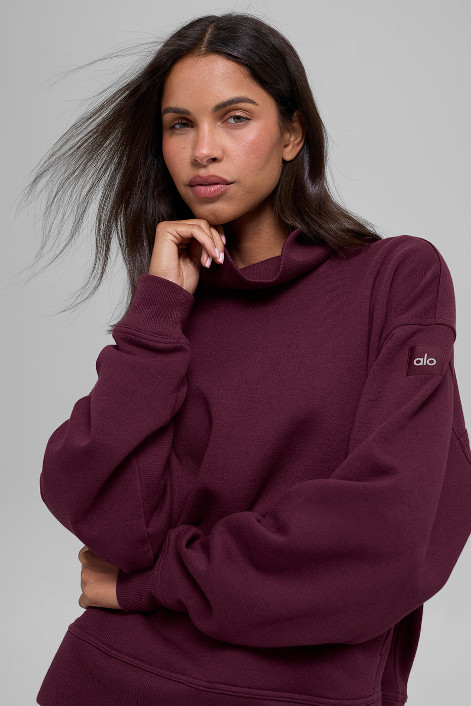 Hazy Mock Neck Pullover - Burgundy - Image 5