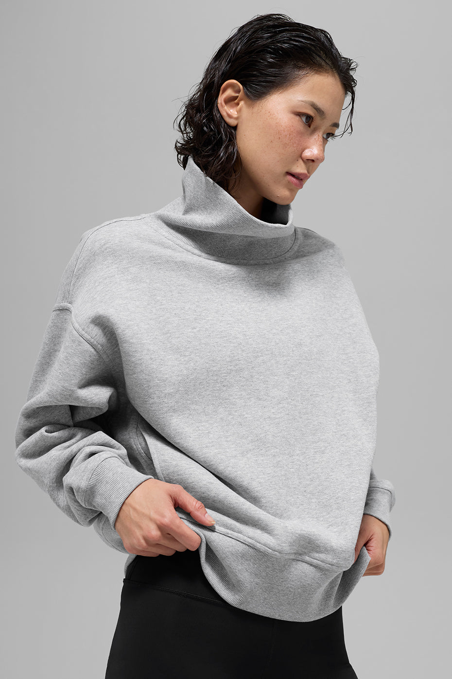 Hazy Mock Neck Pullover - Athletic Heather Grey - Image 3