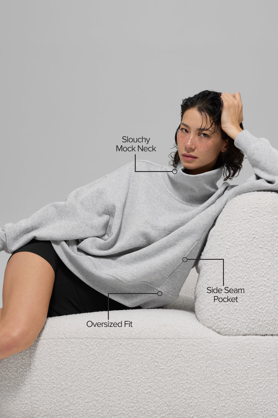 Hazy Mock Neck Pullover - Athletic Heather Grey - Image 2