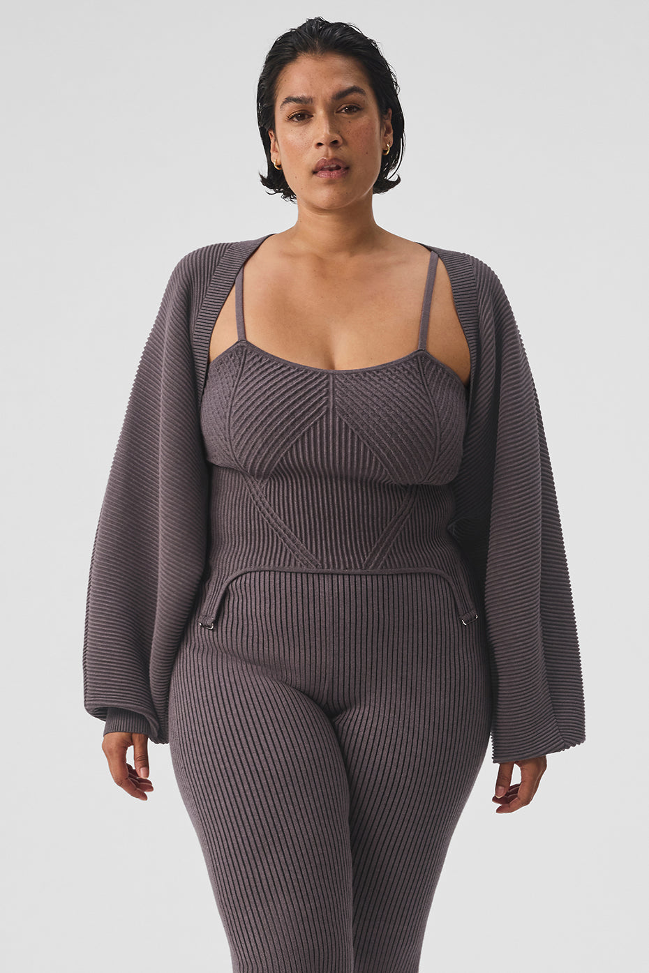 Denim Knit Shawl - Raisinette/Black - Image 6