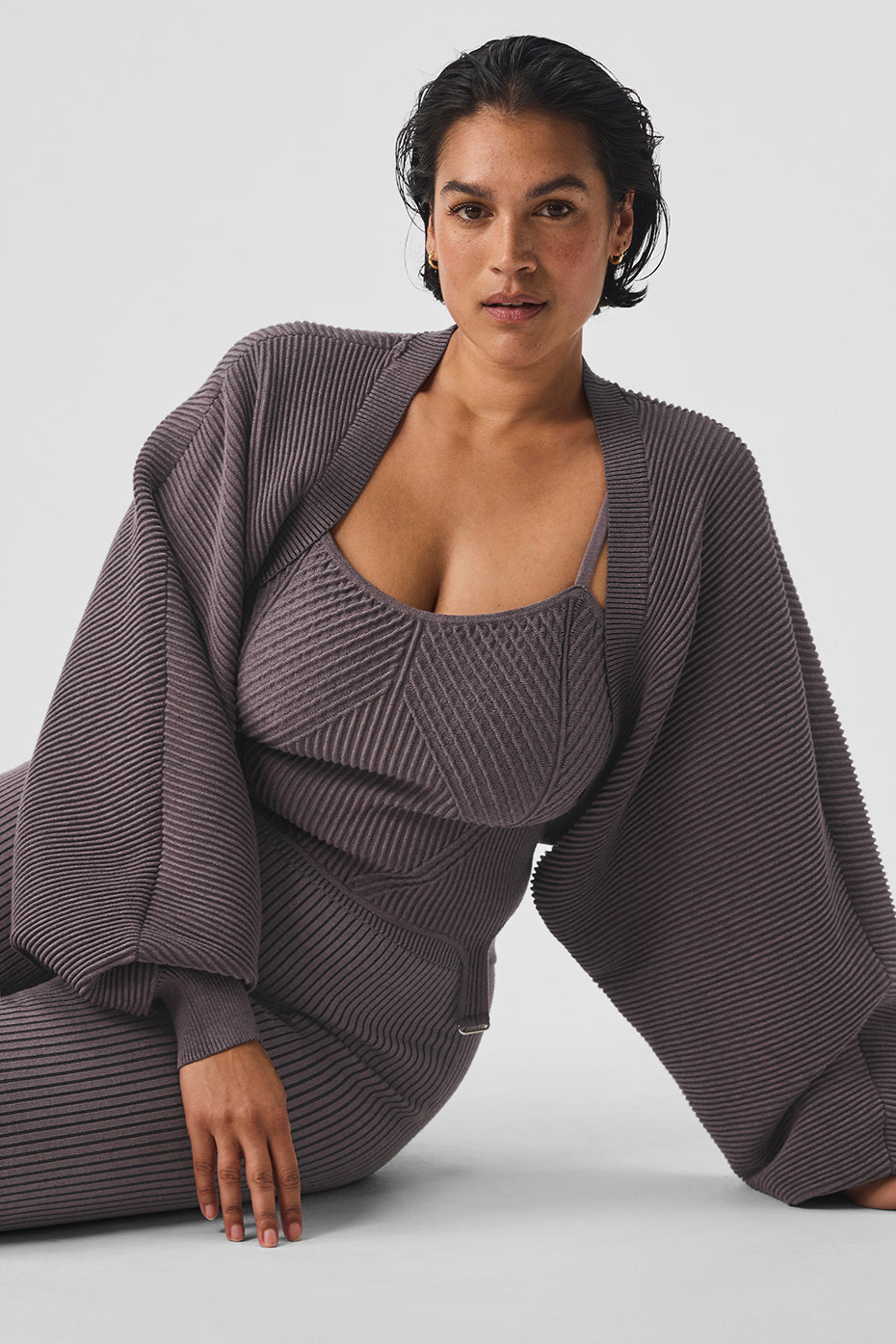 Denim Knit Shawl - Raisinette/Black - Image 8