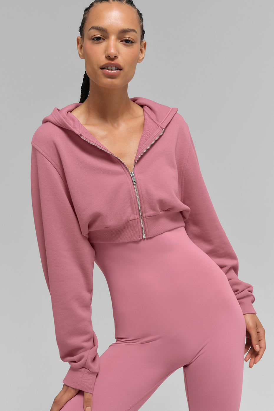 Sweet Escape Zip Up Hoodie - Pink Wild Rose - Image 2