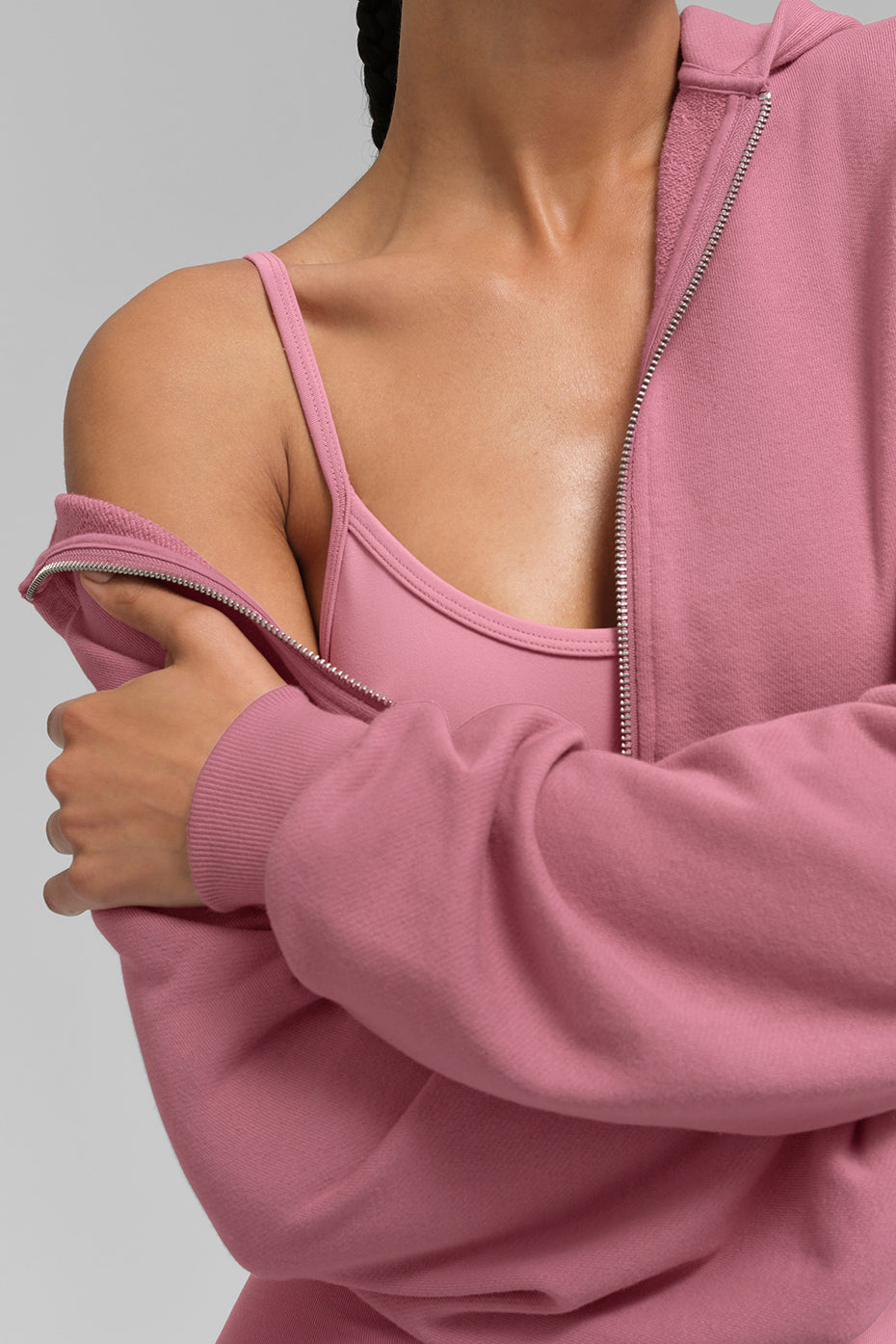 Sweet Escape Zip Up Hoodie - Pink Wild Rose - Image 4