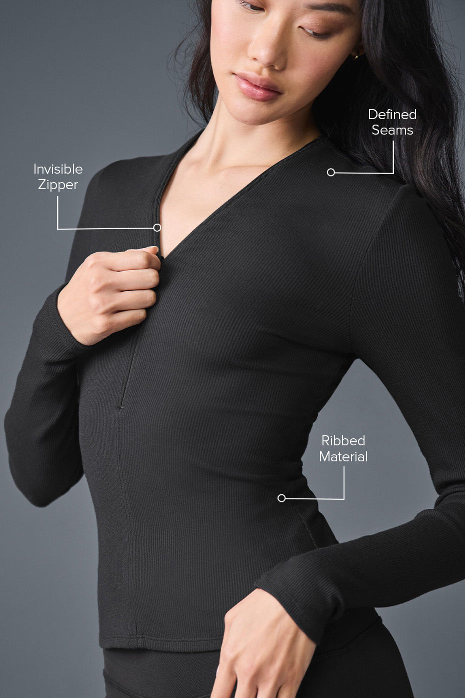 Ribbed Mesmerize Long Sleeve - Black - Image 2