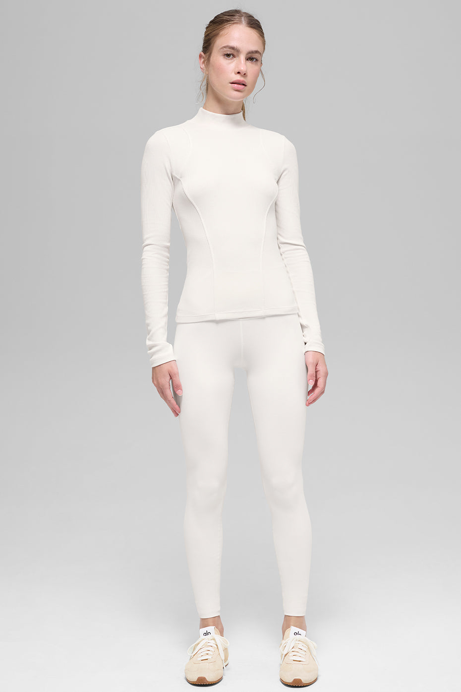 Ribbed Mesmerize Mock Neck Long Sleeve - Ivory - Image 5