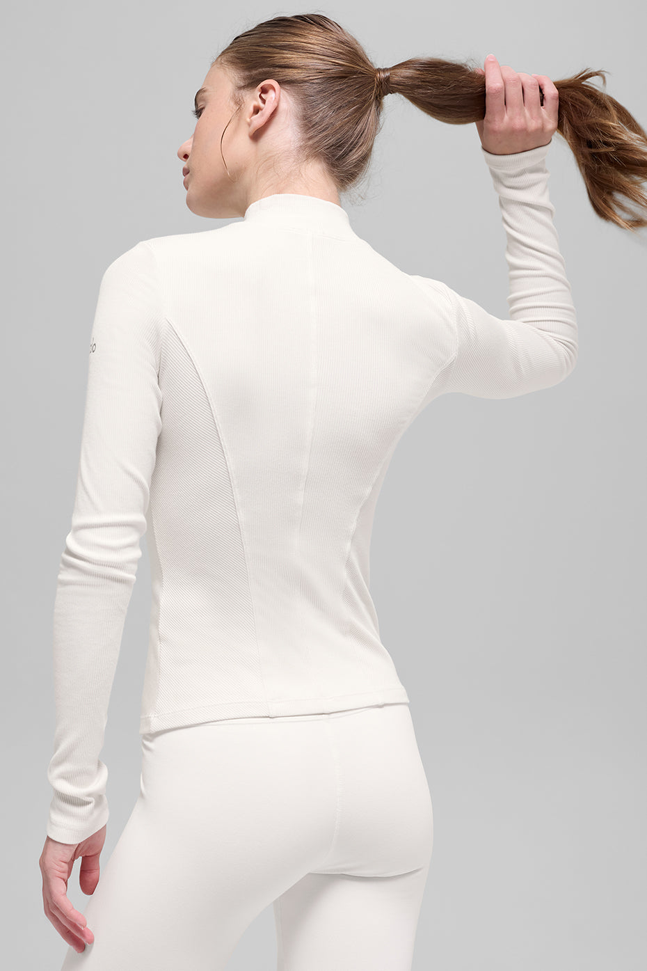 Ribbed Mesmerize Mock Neck Long Sleeve - Ivory - Image 3