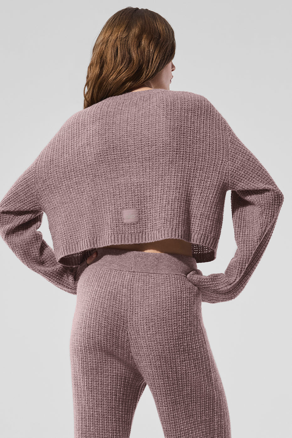 Cashmere Plush Waffle Cardigan - Mushroom Heather - Image 3