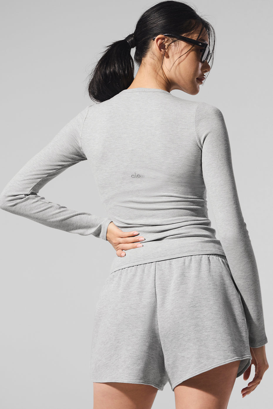Ribbed Modal Long Sleeve - Athletic Heather Grey - Image 3