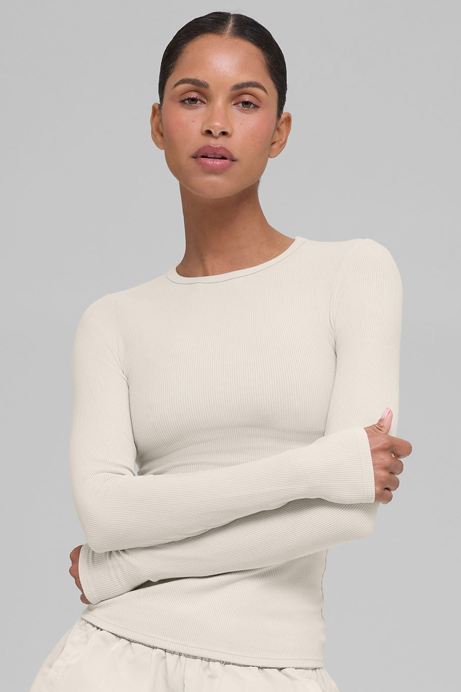 Ribbed Modal Long Sleeve - Bone - Image 3