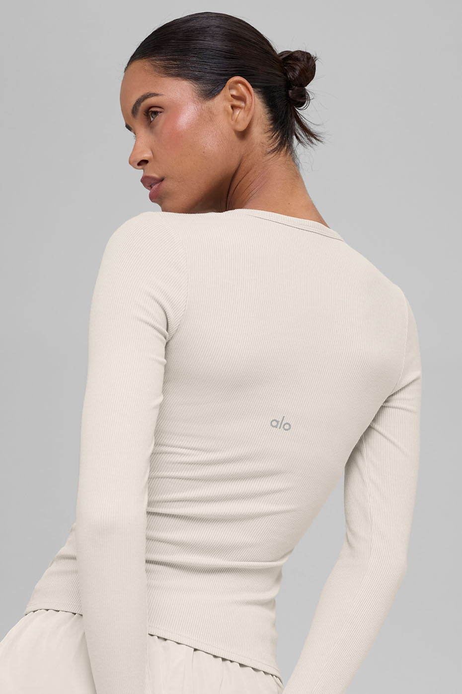 Ribbed Modal Long Sleeve - Bone - Image 2