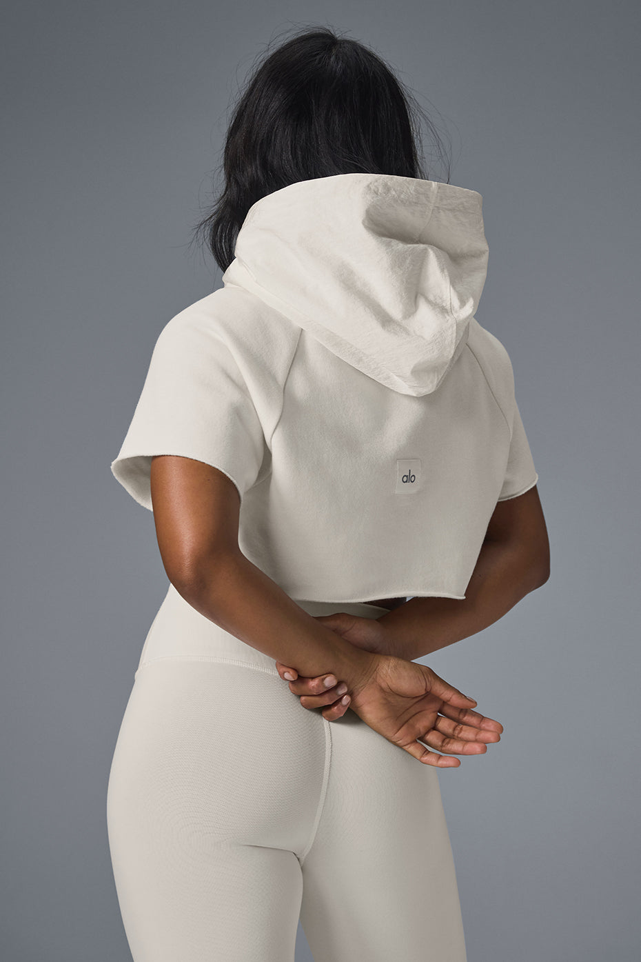 Cropped In The Air Short Sleeve Hoodie - Ivory - Image 3