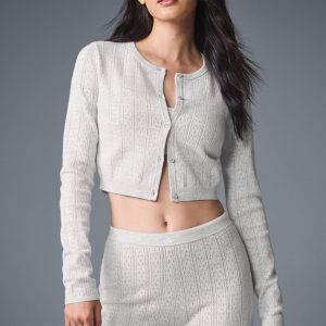 Pointelle Sweater Be Mine Cardigan - Light Grey Heather